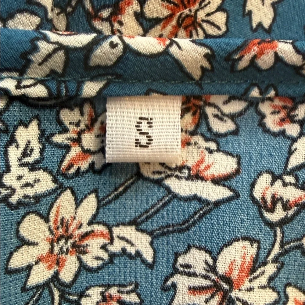 Elings Blue and Cream Floral Wrap Midi Dress Long Sleeve Boho Cottagecore Small